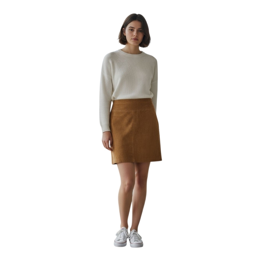 Brooks Brothers NWT Leather Skirt Size 12 Autumn Brown 100% Genuine Leather